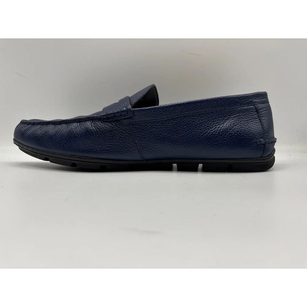 Coach C3098 Men's Navy Blue Pebbled Leather Penny Loafers Driving Shoes Size 12D